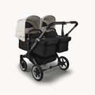 Bugaboo Donkey 5 twin stroller graphite base, midnight black fabrics, misty white sun canopy