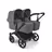 Bugaboo Donkey 6 twin stroller black base, moon grey fabrics, moon grey sun canopy view 1 - Thumbnail Slide 1 of 9