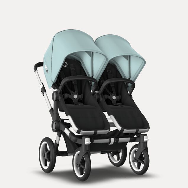 Bugaboo Donkey 3 Twin seat and bassinet stroller vapor blue sun canopy, black fabrics, aluminium base - Main Image Slide 5 van 9