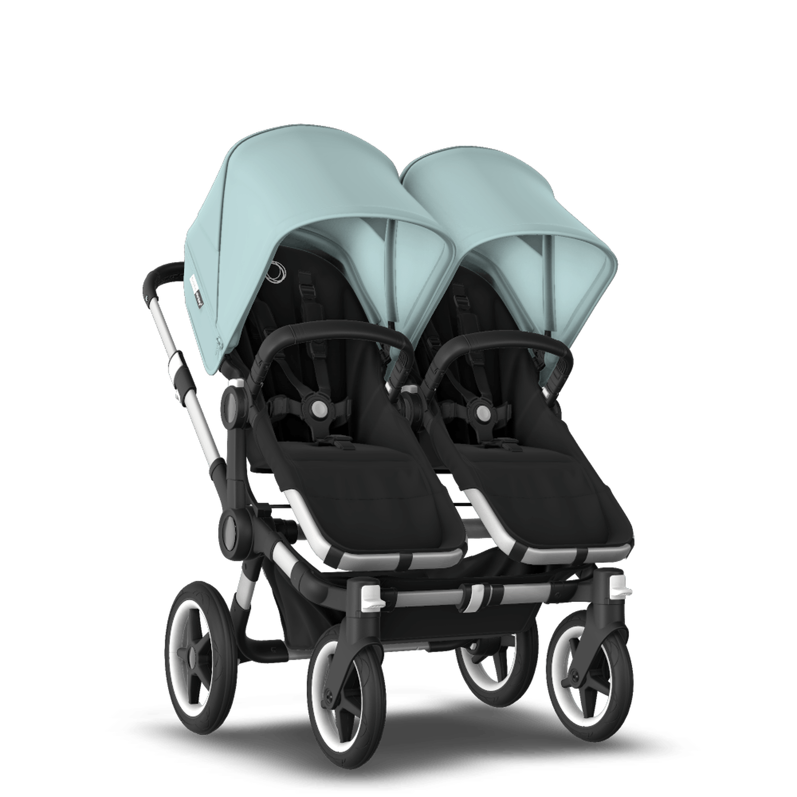 Bugaboo Donkey 3 Twin seat and bassinet stroller vapor blue sun canopy, black fabrics, aluminium base - Thumbnail Slide 5 of 9