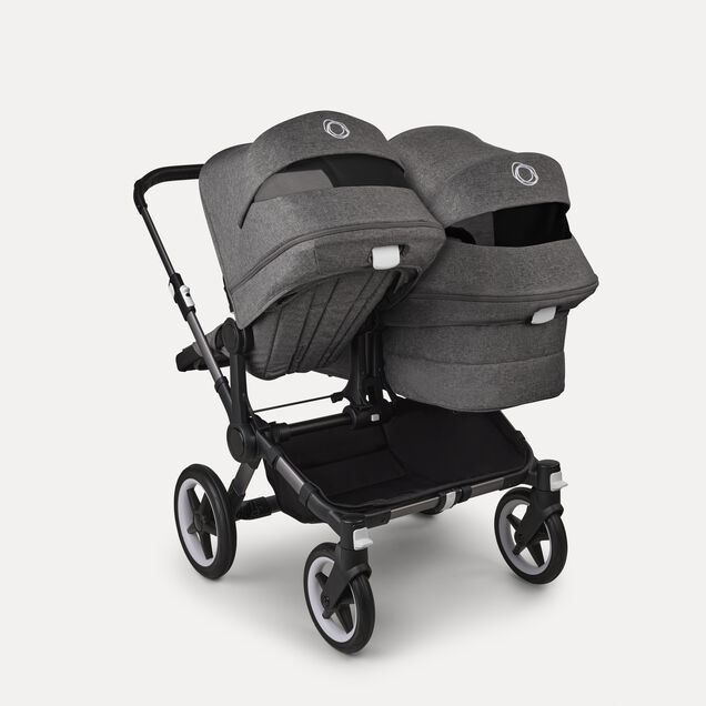 Bugaboo Donkey 5 Duo double stroller graphite base, grey mélange fabrics, grey mélange sun canopy - Main Image Slide 6 of 11