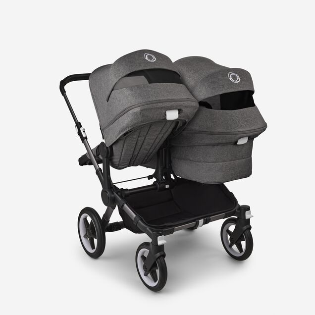 Bugaboo Donkey 5 Duo double stroller graphite base, grey mélange fabrics, grey mélange sun canopy - Main Image Slide 6 of 11