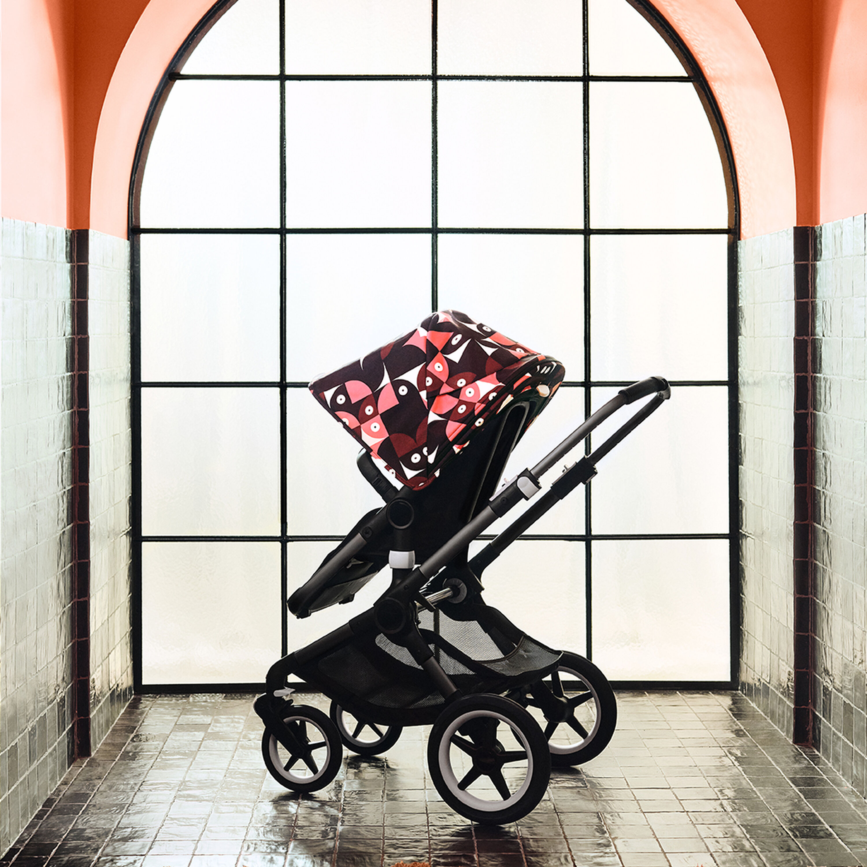Refurbished Bugaboo Fox 3 sun canopy Animal Explorer PINK/RED - Main Modal Image Slide 4 of 5