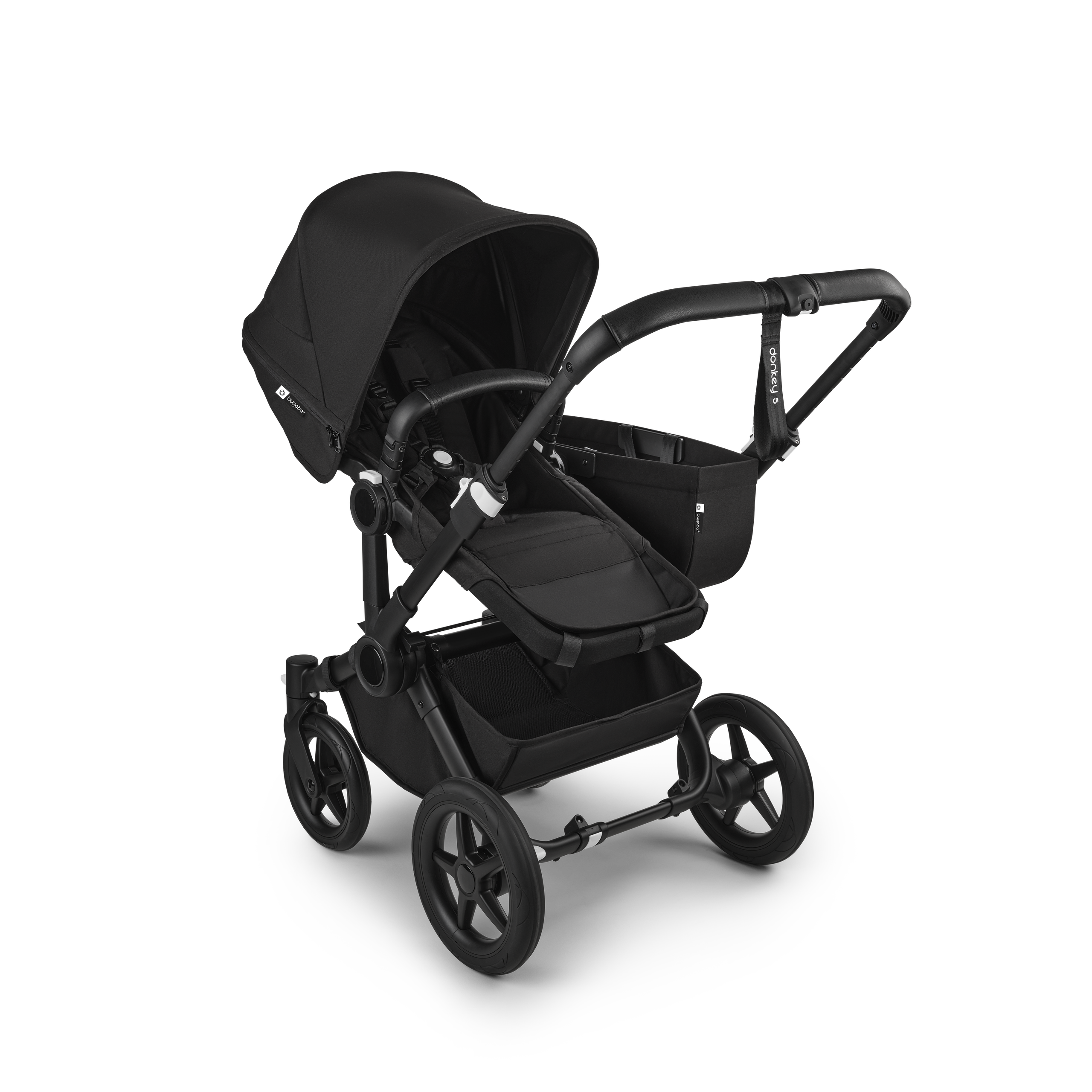 Bugaboo Donkey 5 Mono 2-in-1 stroller black base, midnight black fabrics, midnight black sun canopy - Thumbnail Slide 2 of 11