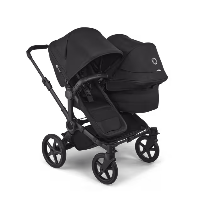 Bugaboo Donkey 6 double stroller black base, heritage black fabrics, heritage black sun canopy - Main Image Slide 1 of 10