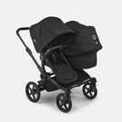 Bugaboo Donkey 6 double stroller black base, heritage black fabrics, heritage black sun canopy view 1