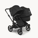 Bugaboo Donkey 6 double stroller black base, heritage black fabrics, heritage black sun canopy view 1