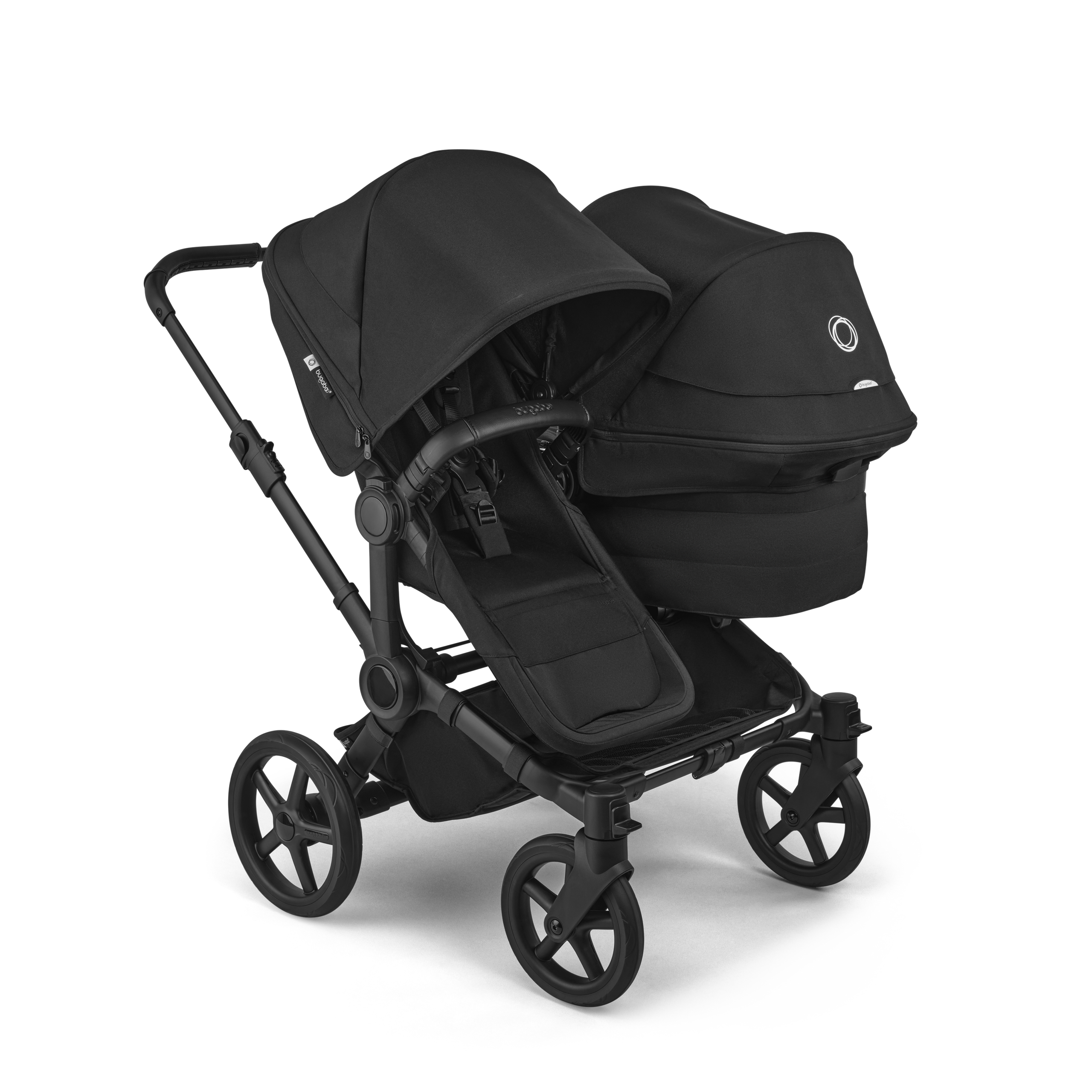 Bugaboo Donkey 6 double stroller black base, heritage black fabrics, heritage black sun canopy - Thumbnail Slide 1 of 10