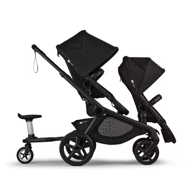 Bugaboo Kangaroo tandem stroller black base, moon grey fabrics, moon grey sun canopy - Main Image Slide 6 of 20
