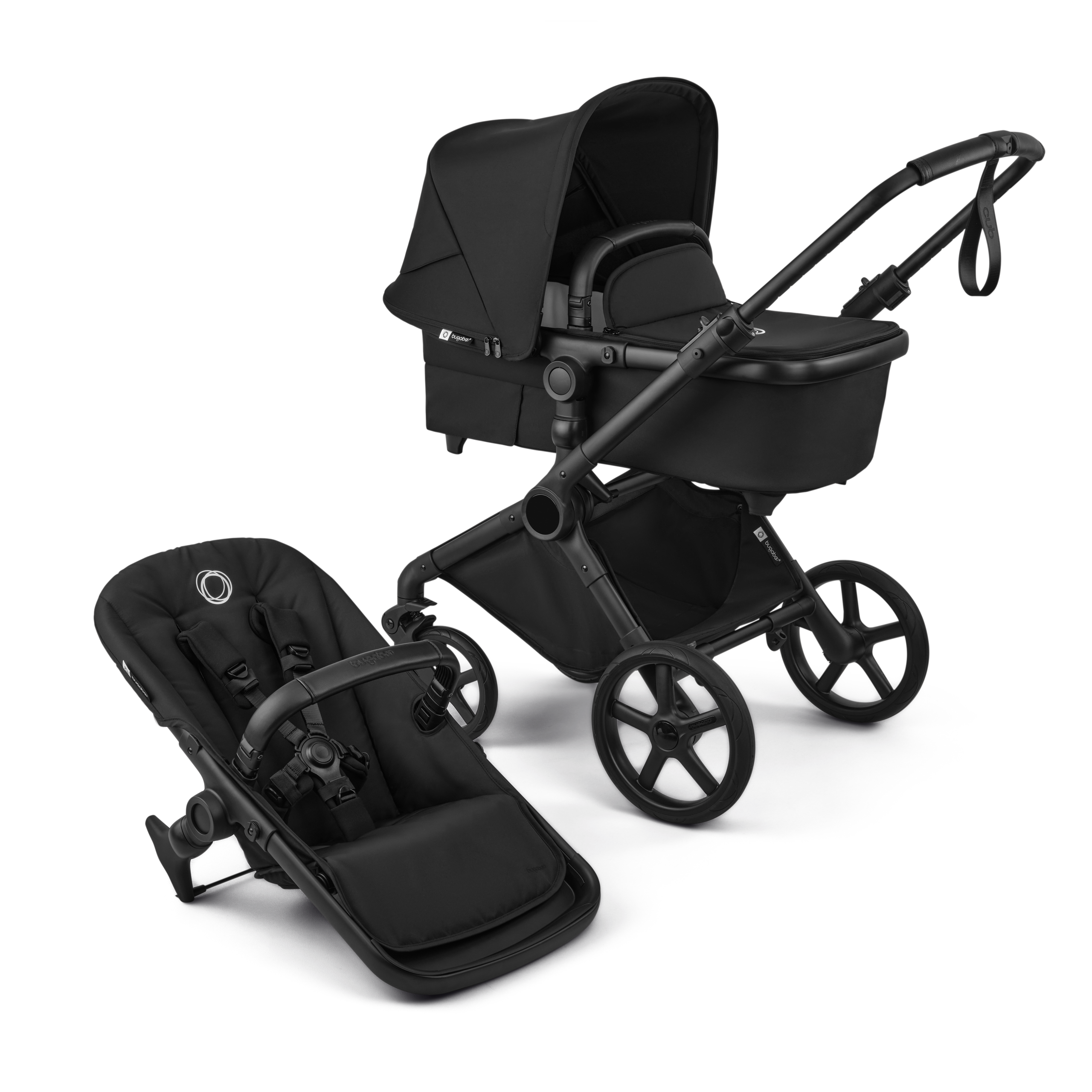 Bugaboo Cub 2-in-1 pram black base, heritage black fabrics, heritage black sun canopy - Thumbnail Slide 2 of 5