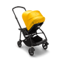 Bugaboo Bee 6 bassinet and seat stroller lemon yellow sun canopy, black fabrics, black base