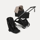 Bugaboo Dragonfly Plus 2-in-1 stroller graphite base, heritage black fabrics, desert taupe sun canopy