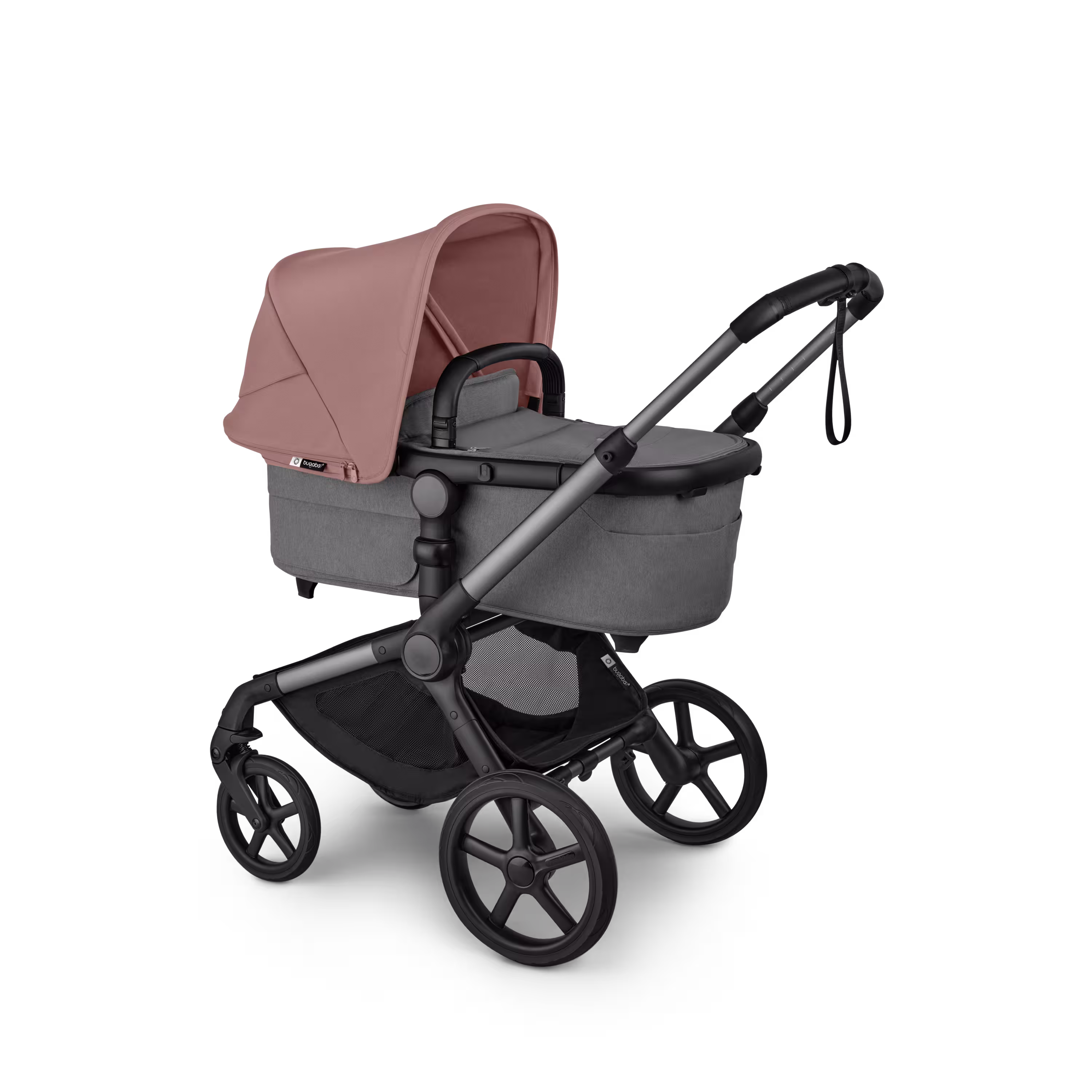 Bugaboo Fox 5 Renew 2-in-1 stroller graphite base, moon grey fabrics, dusty pink sun canopy - Main Modal Image Slide 2 of 12