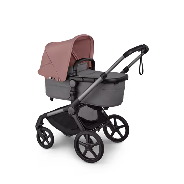 Bugaboo Fox 5 Renew 2-in-1 stroller graphite base, moon grey fabrics, dusty pink sun canopy - Main Image Slide 2 of 12