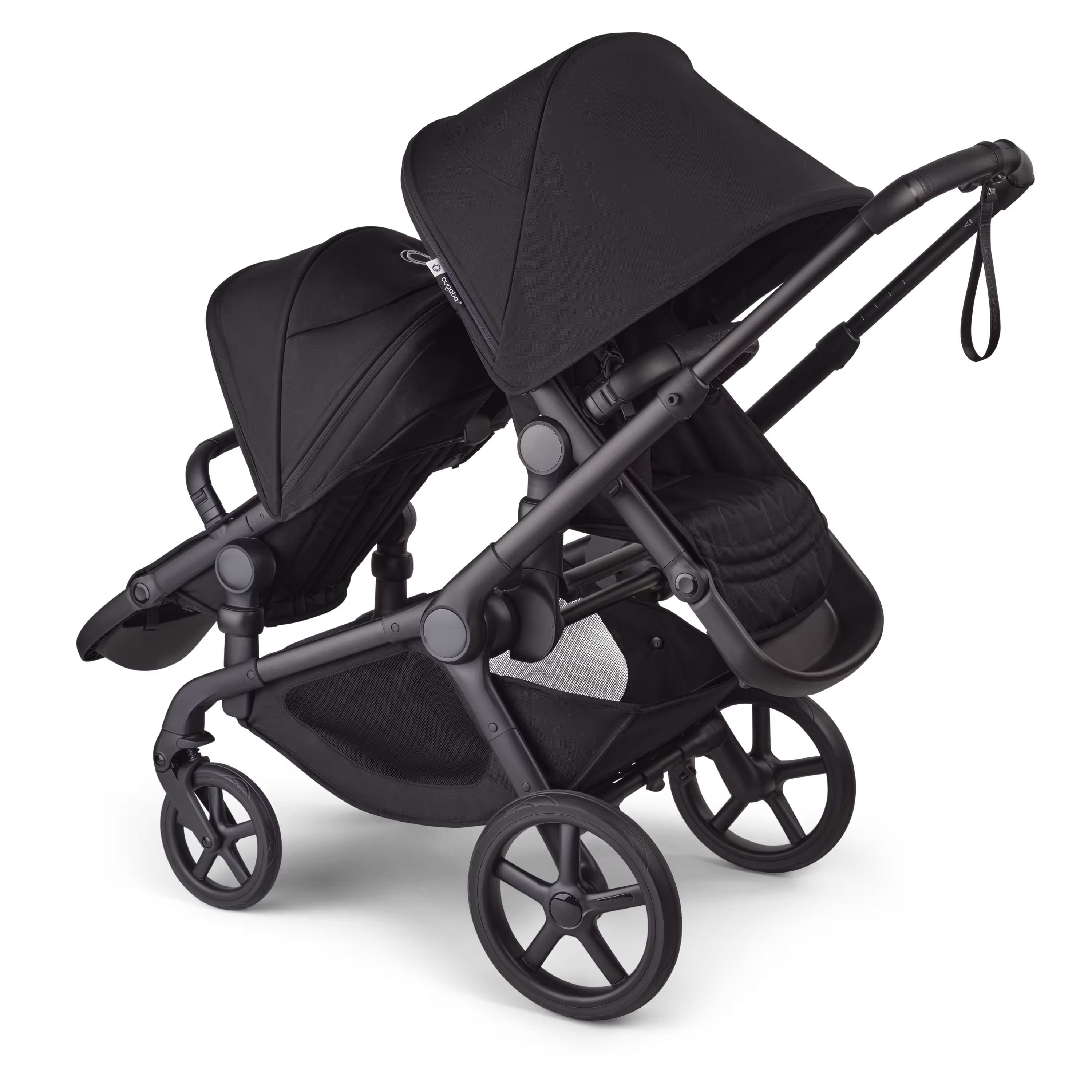 Bugaboo Kangaroo seat-only tandem black base, midnight black fabrics, midnight black sun canopy - Main Modal Image Slide 1 of 12