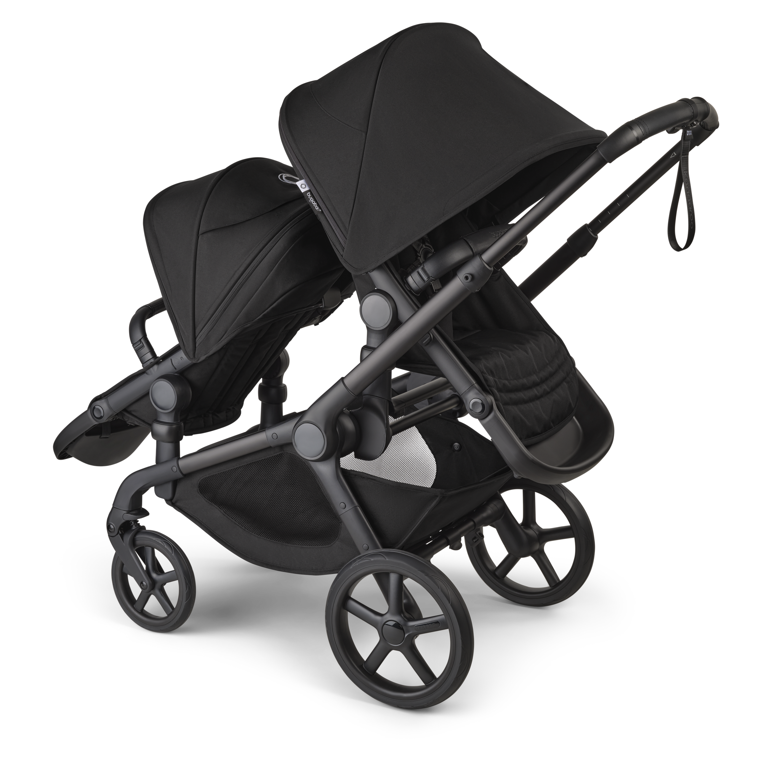 Bugaboo Kangaroo seat-only tandem black base, midnight black fabrics, midnight black sun canopy - Thumbnail Slide 1 of 12