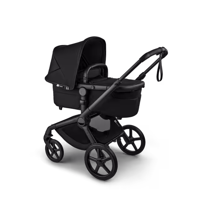 Bugaboo Fox 5 Renew bassinet newborn stroller, with black chassis, Heritage Black fabrics, and Heritage Black sun canopy. - Main Image Slide 2 of 12
