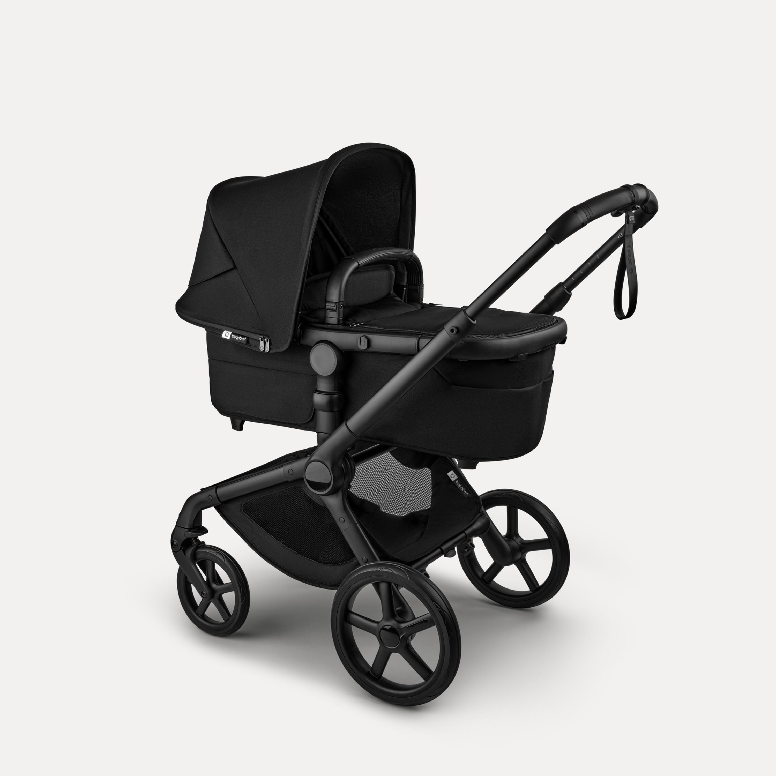 Bugaboo Fox 5 Renew bassinet newborn stroller, with black chassis, Heritage Black fabrics, and Heritage Black sun canopy. - Main Modal Image Slide 2 of 12