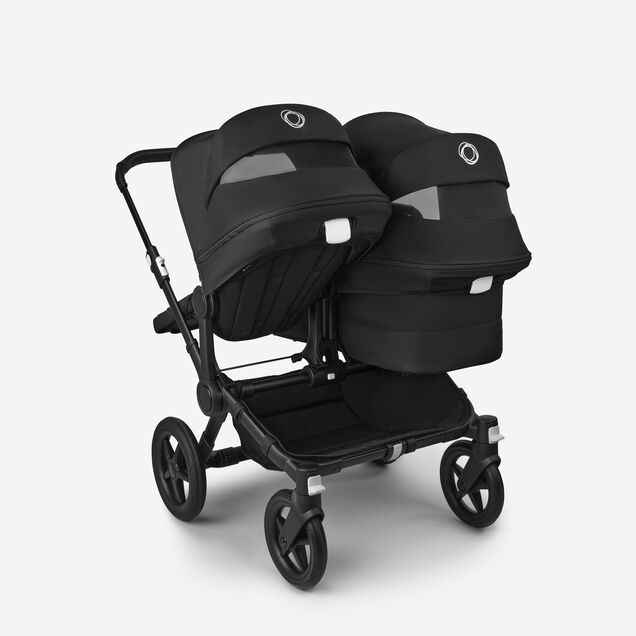 Bugaboo Donkey 5 Duo double stroller black base, midnight black fabrics, midnight black sun canopy - Main Image Slide 4 of 11
