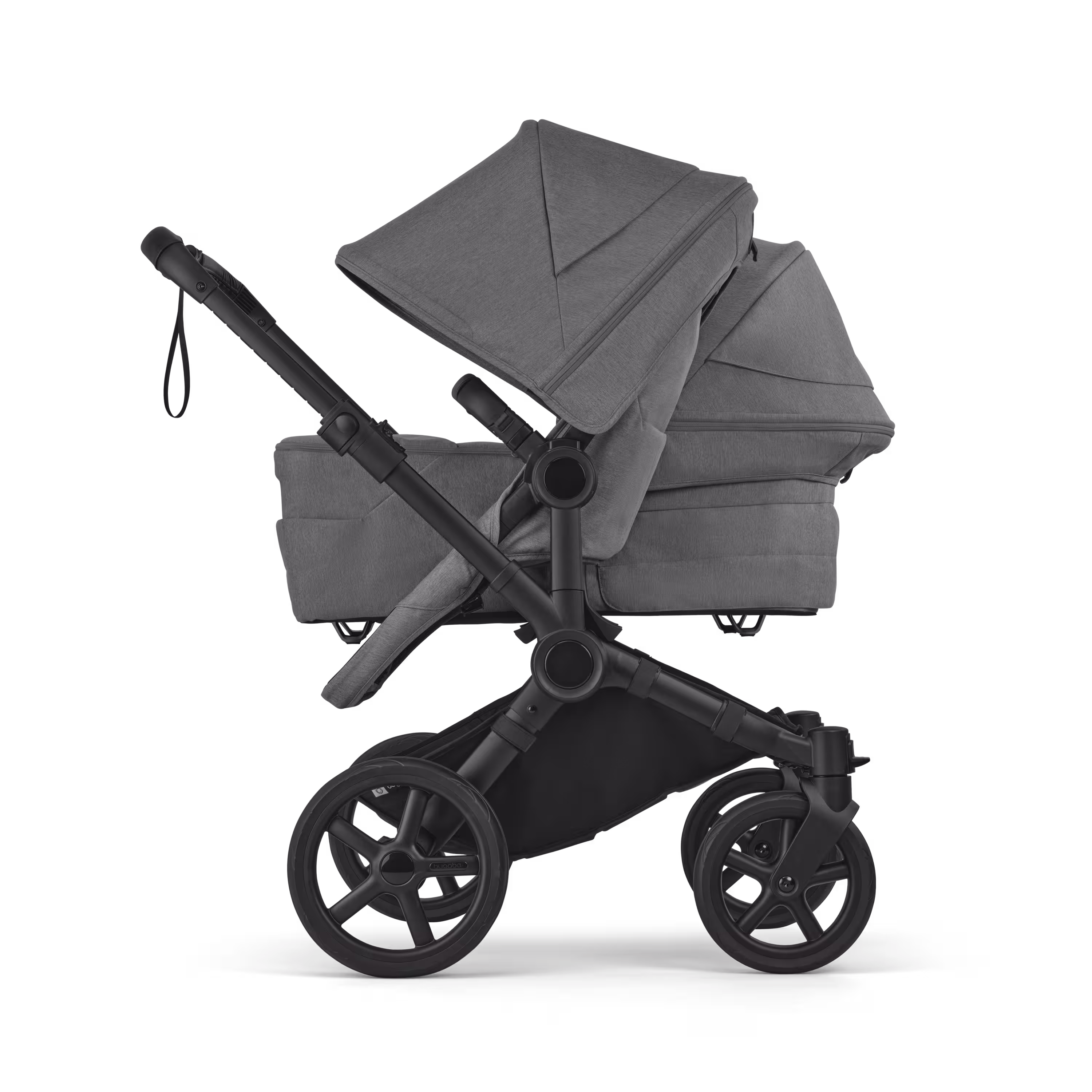 Bugaboo Donkey 6 double stroller black base, moon grey fabrics, moon grey sun canopy - Main Modal Image Slide 3 of 9