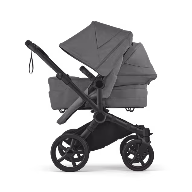 Bugaboo Donkey 6 double stroller black base, moon grey fabrics, moon grey sun canopy - Main Image Slide 3 of 9