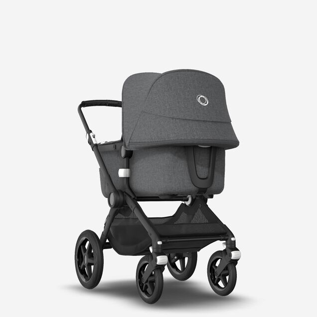 Bugaboo Fox 2 seat and bassinet stroller grey melange sun canopy, grey melange fabrics, black chassis - Main Image Slide 1 van 10