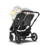 Bugaboo Donkey 5 Twin bassinet and seat stroller black base, grey mélange fabrics, art of discovery white sun canopy - Thumbnail Slide 2 of 15