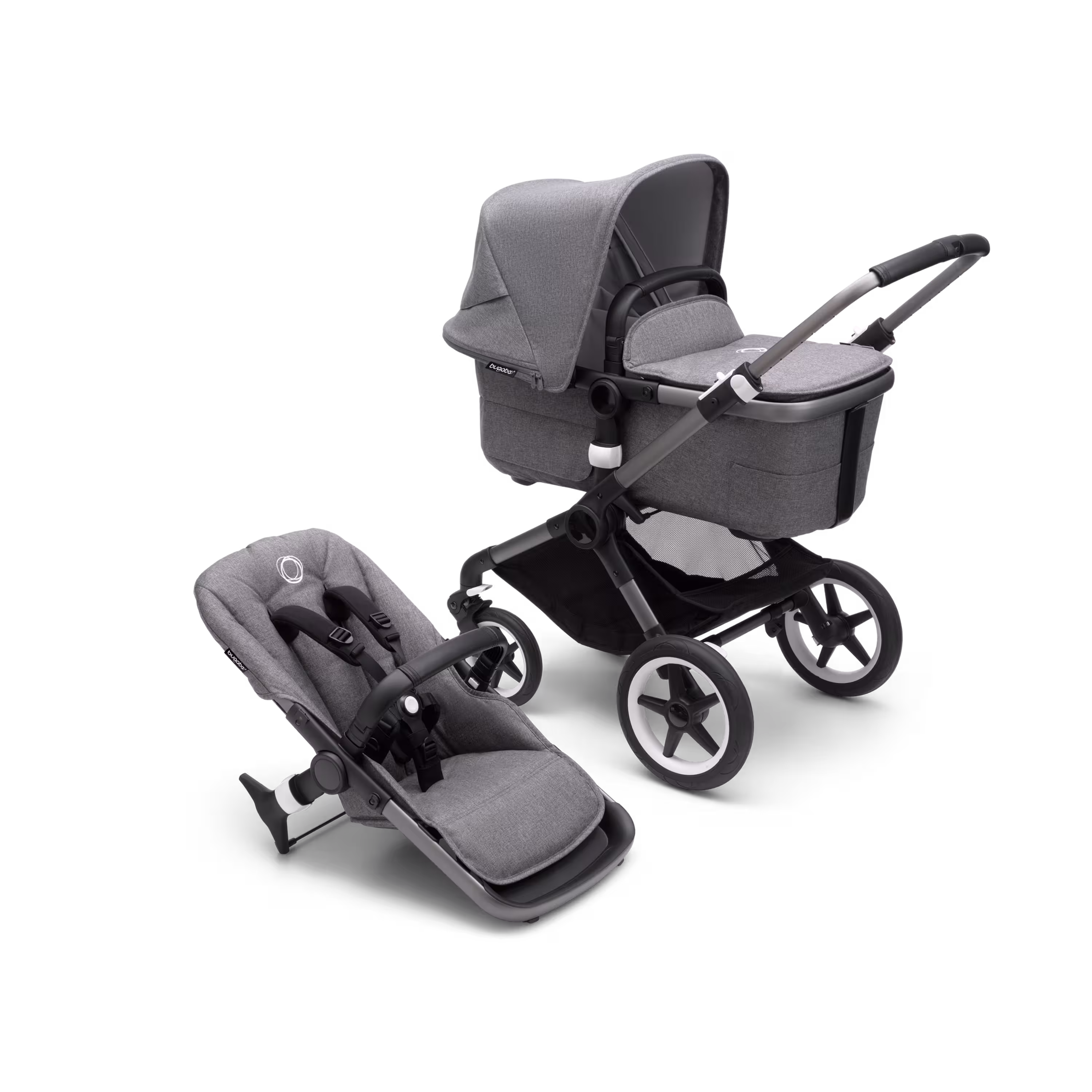 Refurbished Bugaboo Fox 3 complete GRAPHITE/GREY MELANGE-GREY MELANGE - Main Modal Image Slide 1 van 6
