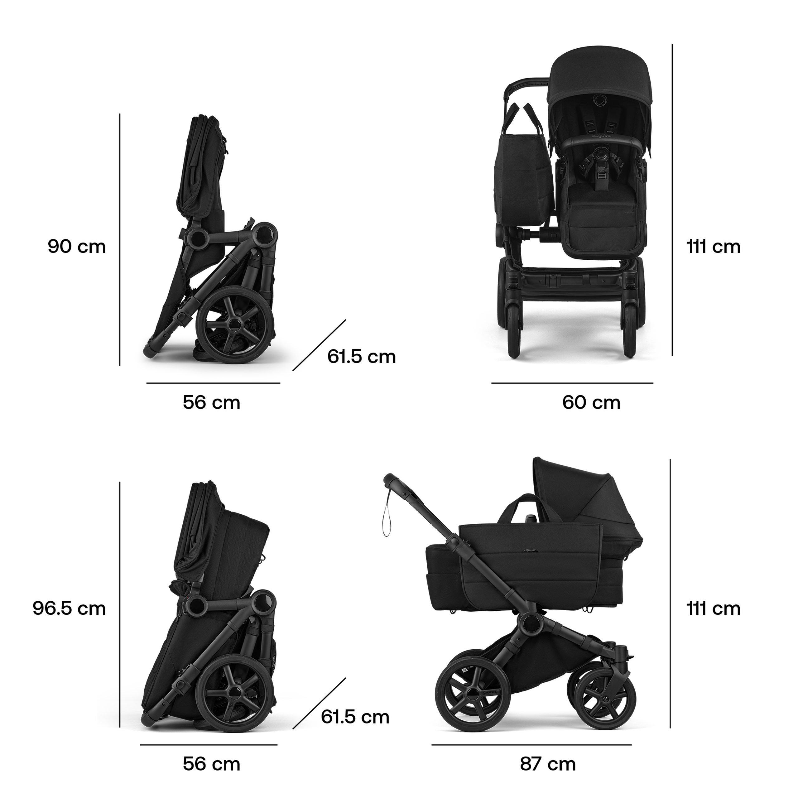 Bugaboo Donkey 6 2-in-1  pushchair black base, heritage black fabrics, heritage black sun canopy - Thumbnail Slide 7 of 10