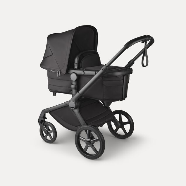 A Bugaboo Fox 5 Noir Limited Edition bassinet stroller in Black Moonlight colorway. - Main Image Slide 3 of 15