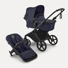 Bugaboo Cub 2-in-1 pushchair black base, deep indigo fabrics, deep indigo sun canopy