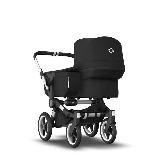 Bugaboo Donkey 3 Mono seat and bassinet stroller black sun canopy, black fabrics, aluminium base