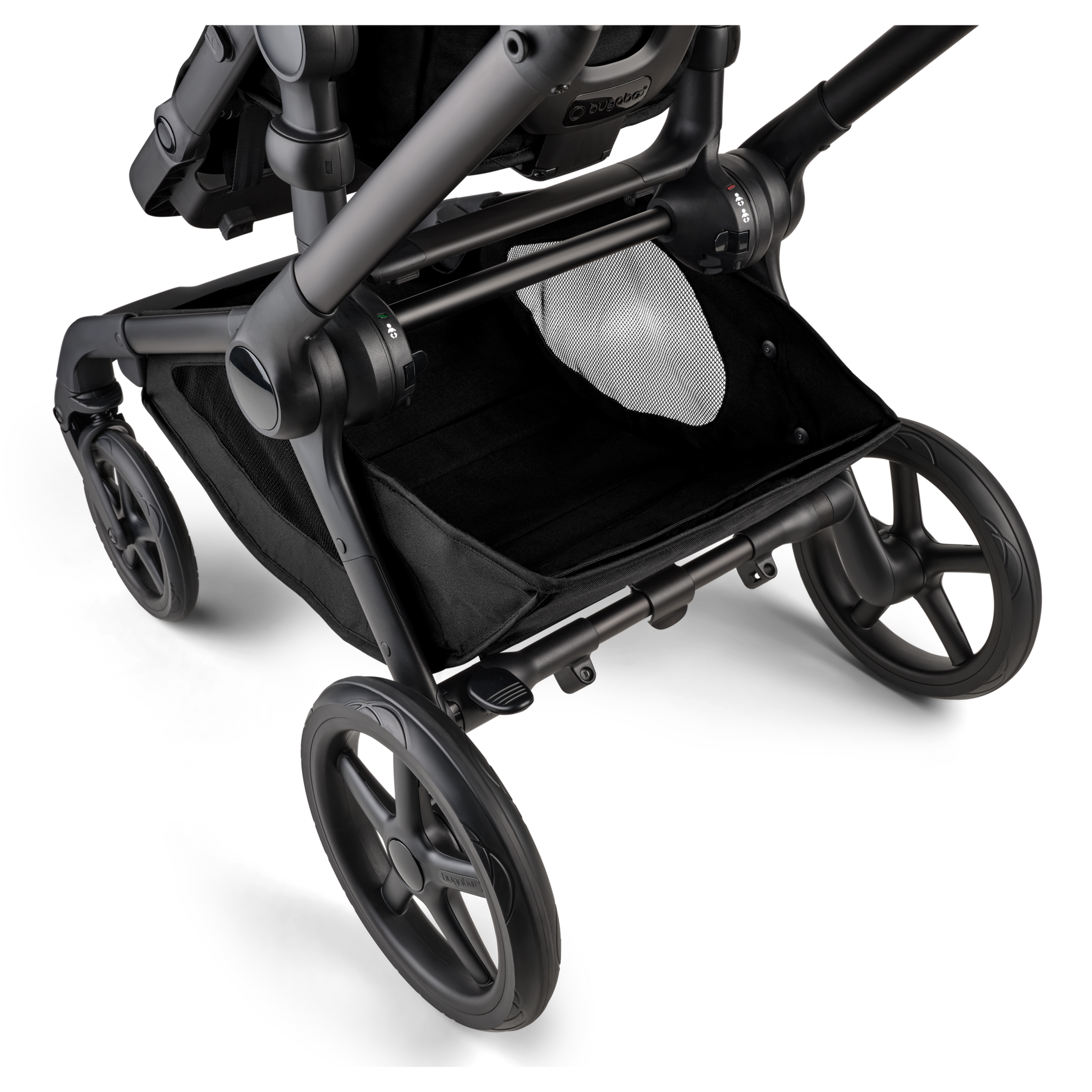 A close-up of the extra-large underseat basket of the Bugaboo Kangaroo 2-in-1 stroller. - Thumbnail Slide 9 of 18