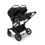 Bugaboo Donkey 5 Duo bassinet and seat stroller graphite base, midnight black fabrics, morning pink sun canopy - Thumbnail Slide 11 of 12