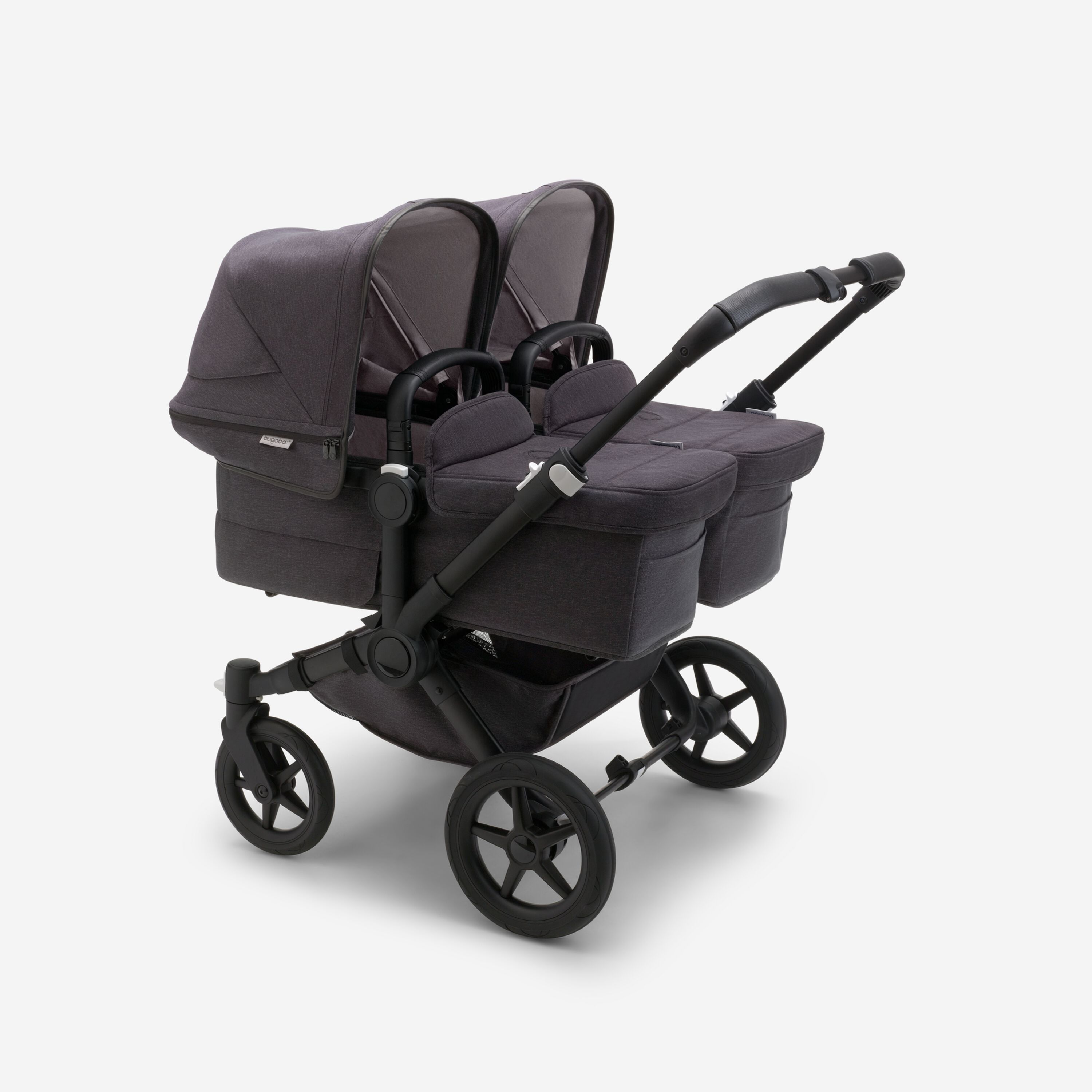 Bugaboo Donkey 5 twin stroller black base, mineral washed black fabrics, mineral washed black sun canopy - Main Modal Image Slide 1 of 11