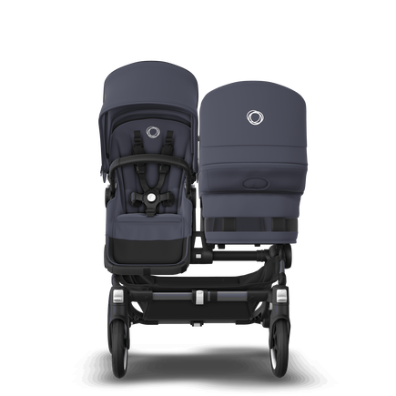 Bugaboo Donkey 5 Duo bassinet and seat stroller graphite base, stormy blue fabrics, stormy blue sun canopy - view 2