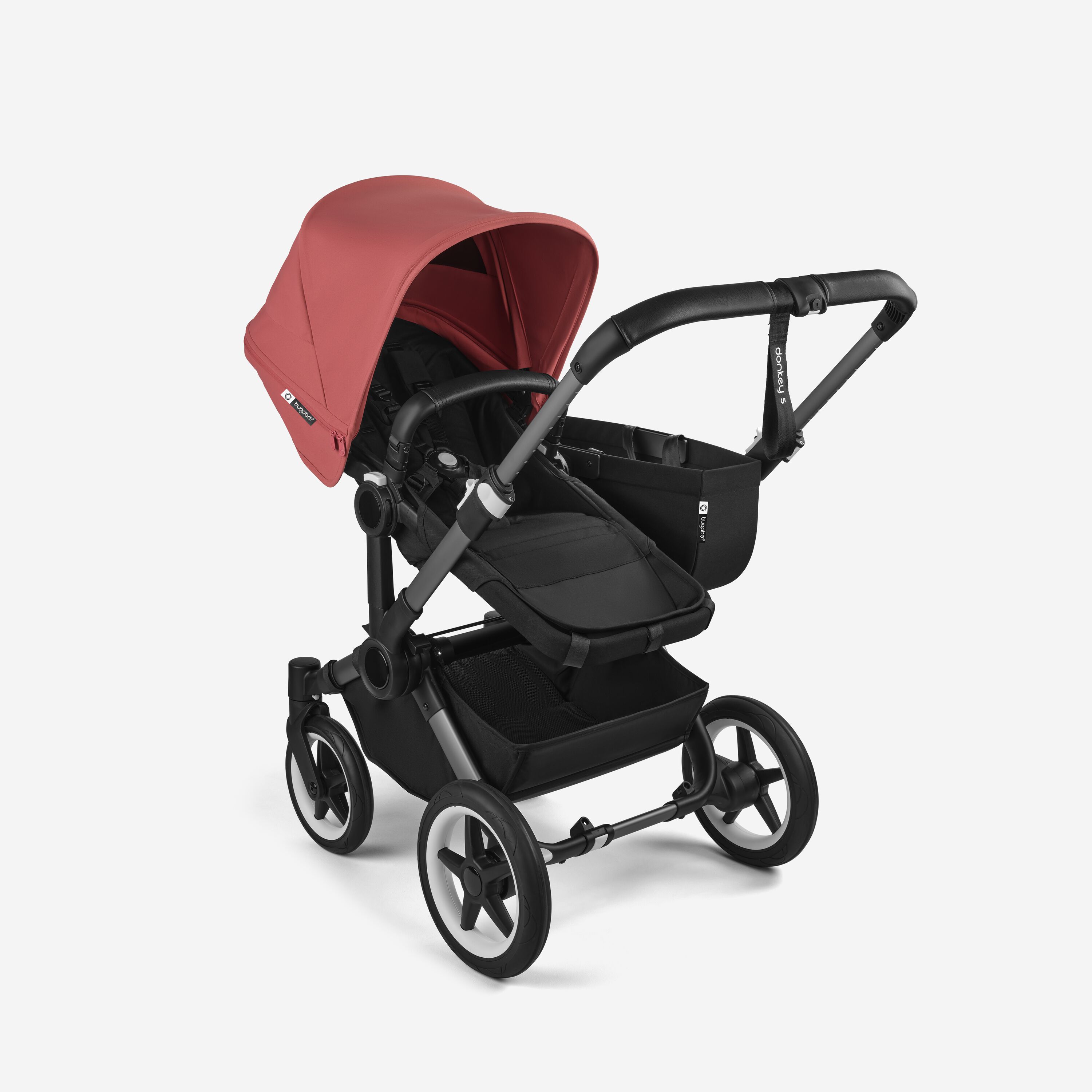 Bugaboo Donkey 5 Mono 2-in-1 stroller graphite base, midnight black fabrics, sunrise red sun canopy - Main Modal Image Slide 2 of 12
