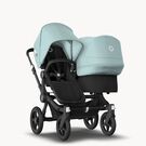 Bugaboo Donkey 3 Duo seat and bassinet stroller vapor blue sun canopy, black fabrics, black base