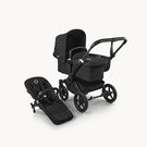 PP Bugaboo Donkey 5 Mono bassinet and seat stroller black base, midnight black fabrics, midnight black sun canopy