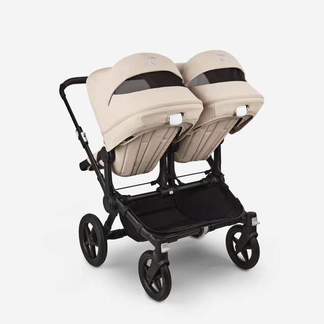 Bugaboo Donkey 5 twin stroller black base, desert taupe fabrics, desert taupe sun canopy - Main Image Slide 4 of 12