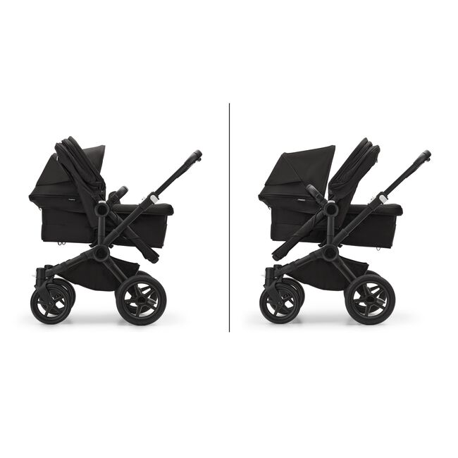 Bugaboo Donkey 5 Duo bassinet and seat stroller black base, midnight black fabrics, art of discovery white sun canopy - Main Image Slide 9 of 12