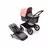 Bugaboo Fox 3 bassinet and seat stroller with black frame, grey fabrics, and pink sun canopy. - Thumbnail Slide 1 of 7