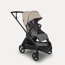 Bugaboo Dragonfly Plus seat stroller black base, grey melange fabrics, desert taupe sun canopy