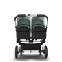Bugaboo Donkey 3 Twin seat and bassinet stroller vapor blue sun canopy, black fabrics, aluminium base - Thumbnail Slide 3 van 9