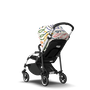 Bugaboo Bee 6 seat stroller aluminium base, black fabrics, art of discovery white sun canopy