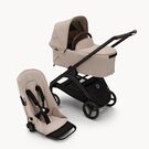 Bugaboo Dragonfly 2-in-1 stroller black base, desert taupe fabrics, desert taupe sun canopy