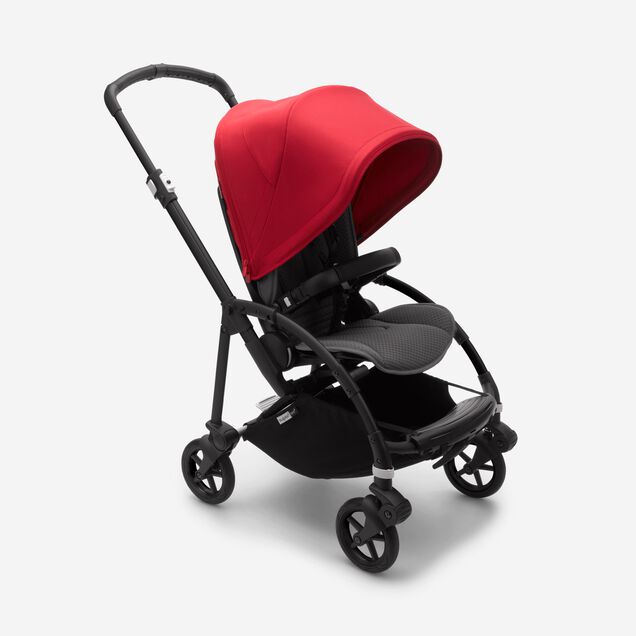 Bugaboo Bee 6 seat stroller red sun canopy, grey mélange fabrics, black base - Main Image Slide 1 of 5