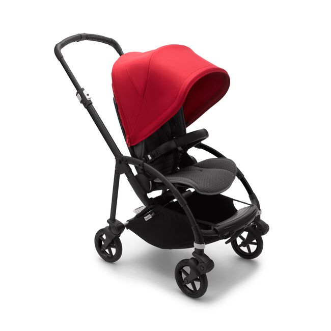 Bugaboo Bee 6 seat stroller red sun canopy, grey mélange fabrics, black base - Main Image Slide 1 van 5