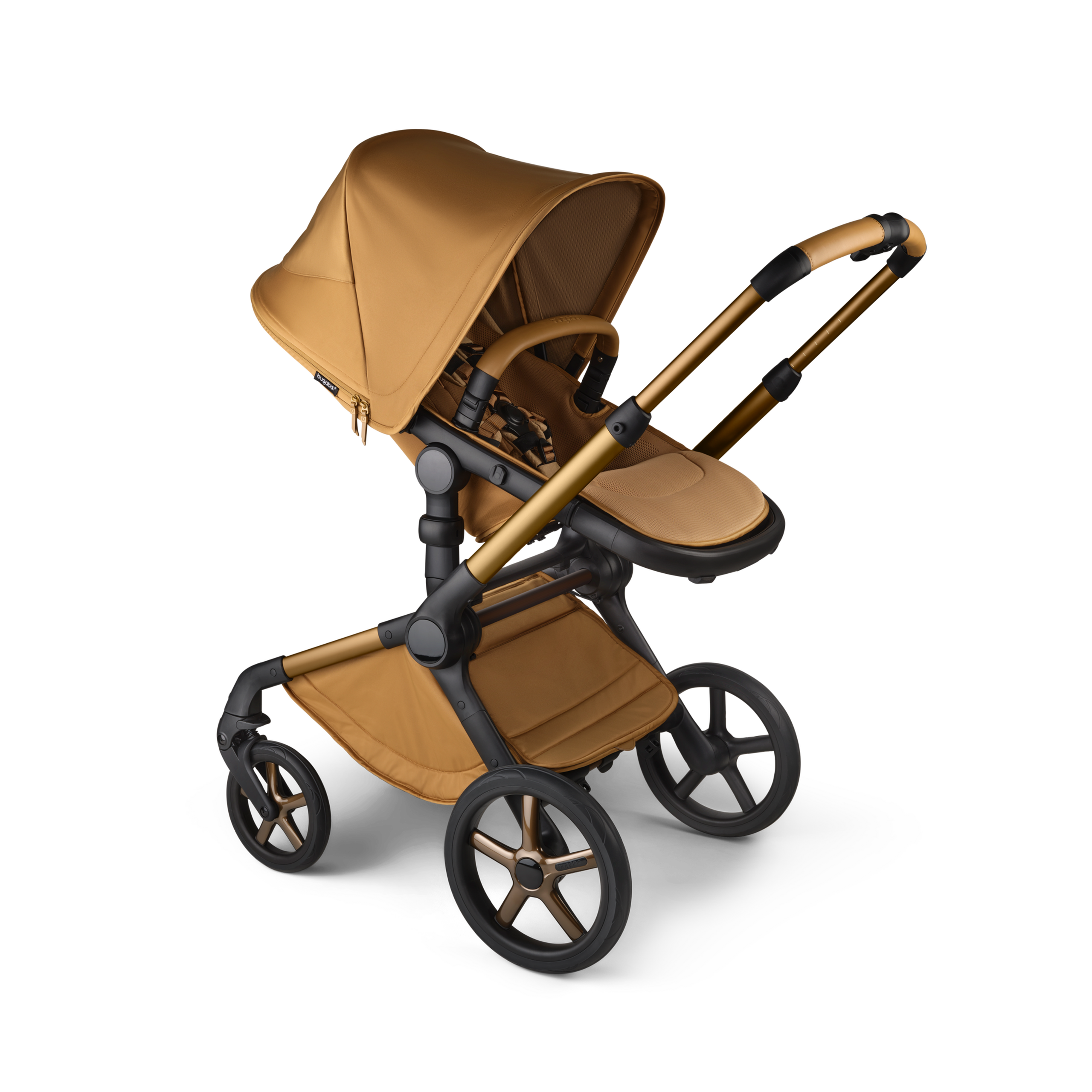 A Bugaboo Fox 5 Noir Limited Edition seat stroller in Amber Glow colorway. - Thumbnail Slide 2 of 15