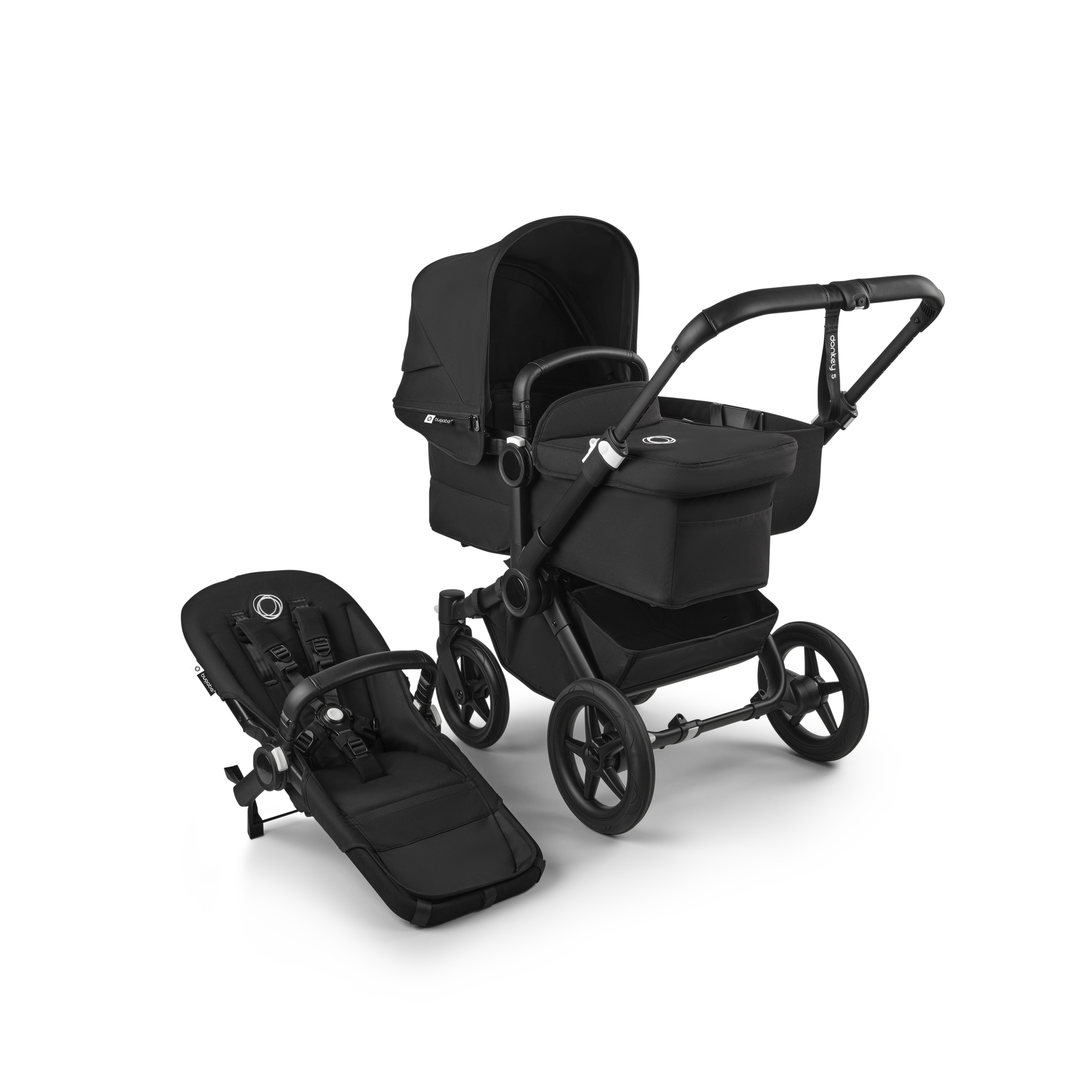 Refurbished Bugaboo Donkey 5 Mono complete UK BLACK/MIDNIGHT BLACK-MIDNIGHT BLACK - Thumbnail Slide 1 of 10